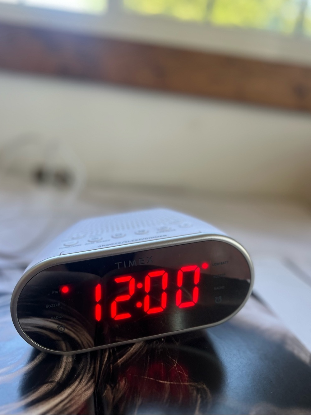 Timex White Alarm Clock with Red LED Display